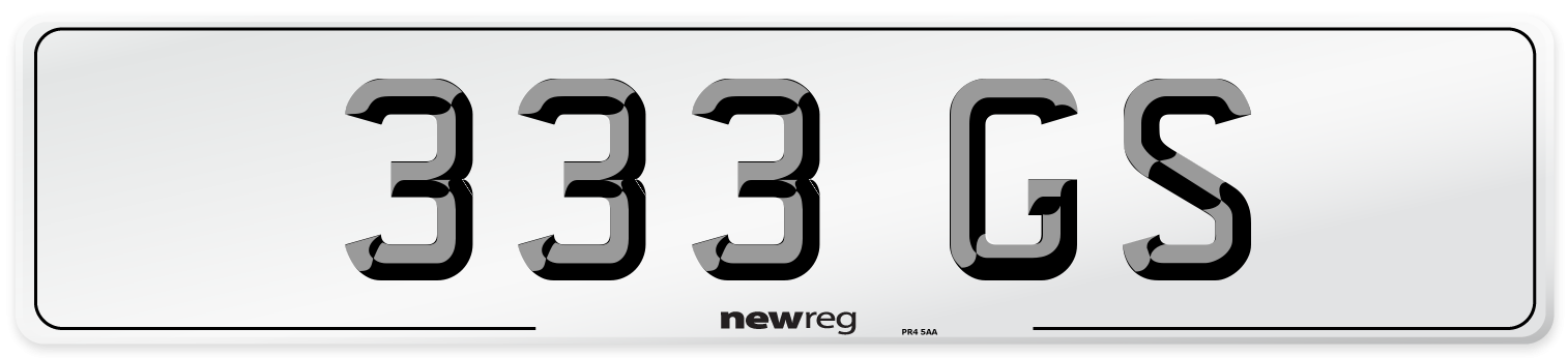 333 GS Number Plate from New Reg